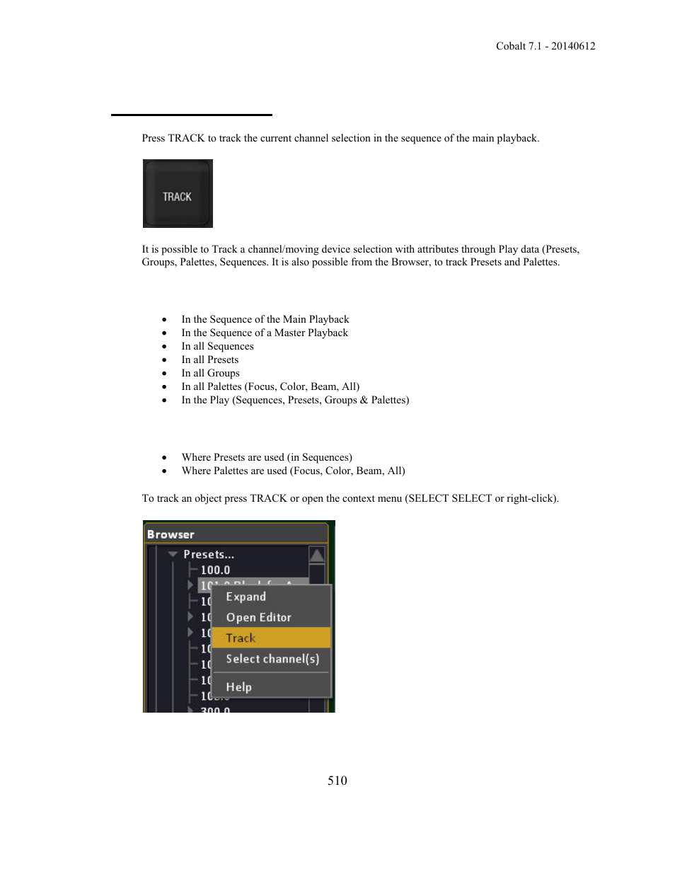 Track - introduction | ETC Cobalt Family v7.1.0 User Manual | Page 511 / 1055