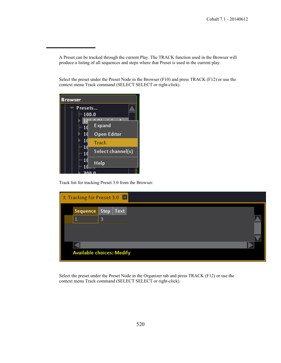 Track - presets | ETC Cobalt Family v7.1.0 User Manual | Page 521 / 1055