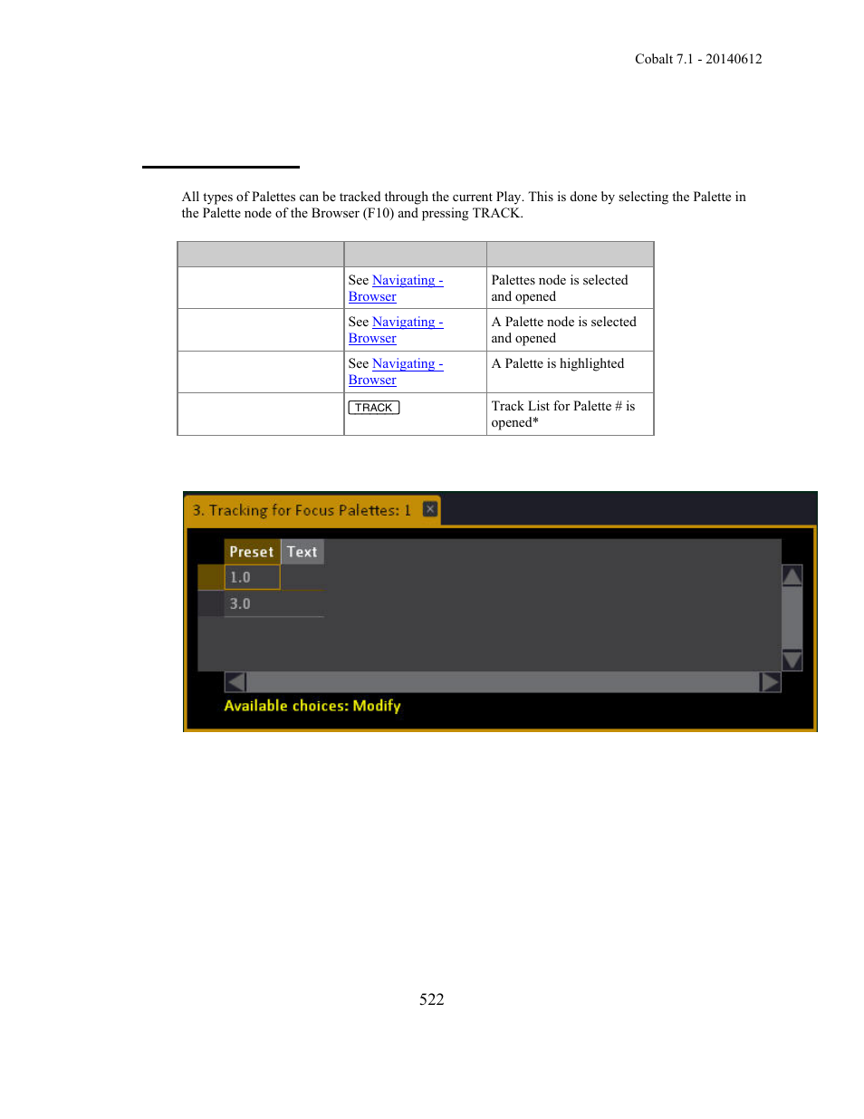 Track - palettes | ETC Cobalt Family v7.1.0 User Manual | Page 523 / 1055