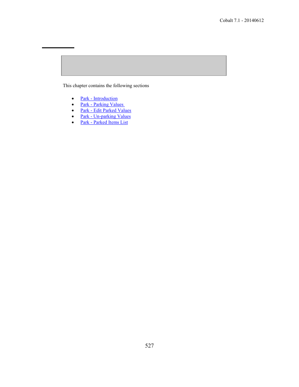 Parked | ETC Cobalt Family v7.1.0 User Manual | Page 528 / 1055
