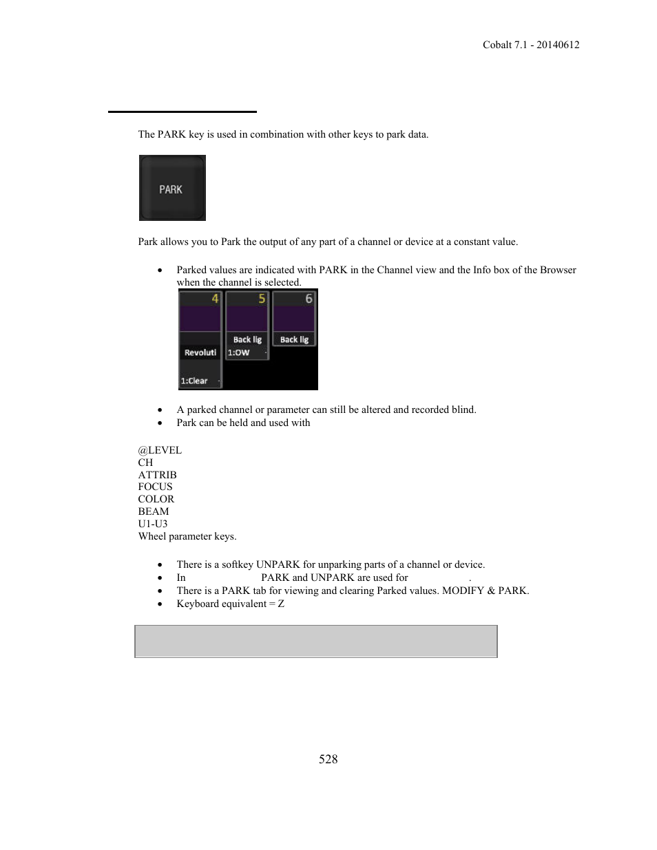 Park - introduction | ETC Cobalt Family v7.1.0 User Manual | Page 529 / 1055