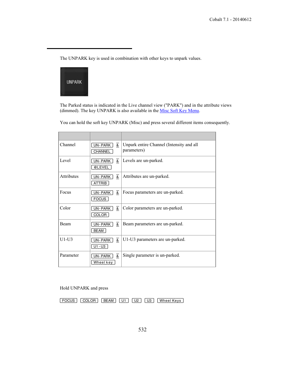 Park - un-parking values | ETC Cobalt Family v7.1.0 User Manual | Page 533 / 1055