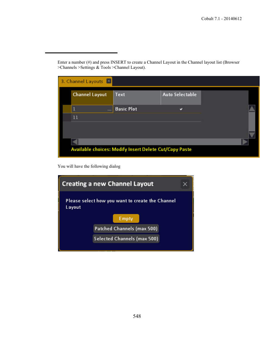 Channel layouts - list | ETC Cobalt Family v7.1.0 User Manual | Page 549 / 1055