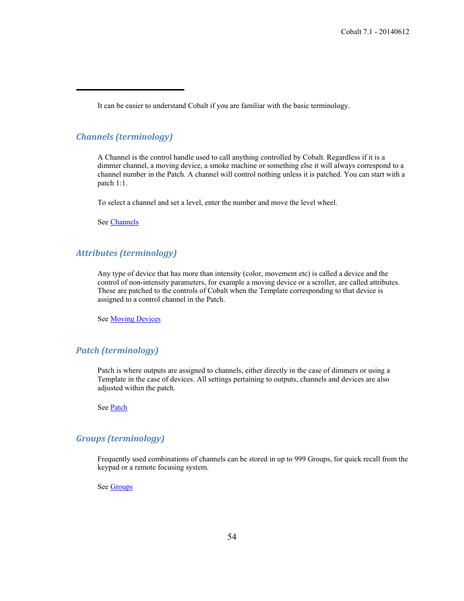 Cobalt terminology | ETC Cobalt Family v7.1.0 User Manual | Page 55 / 1055
