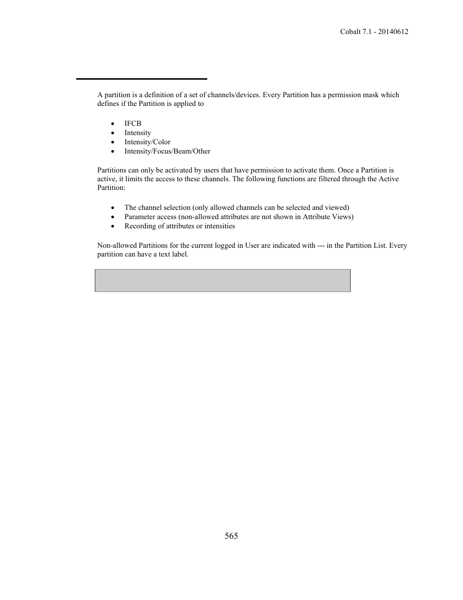 Partitions - introduction | ETC Cobalt Family v7.1.0 User Manual | Page 566 / 1055