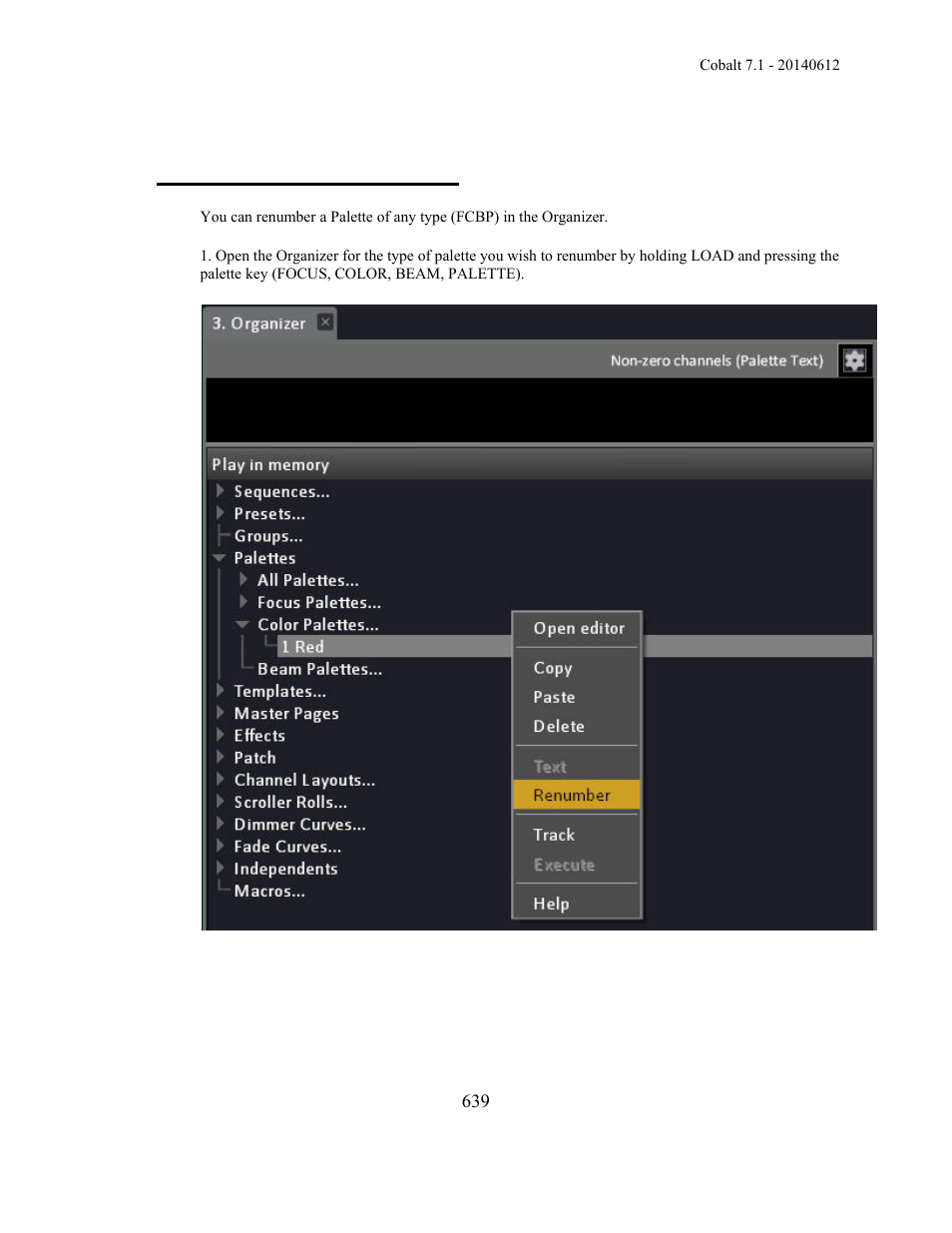 Device palettes - renumber | ETC Cobalt Family v7.1.0 User Manual | Page 640 / 1055