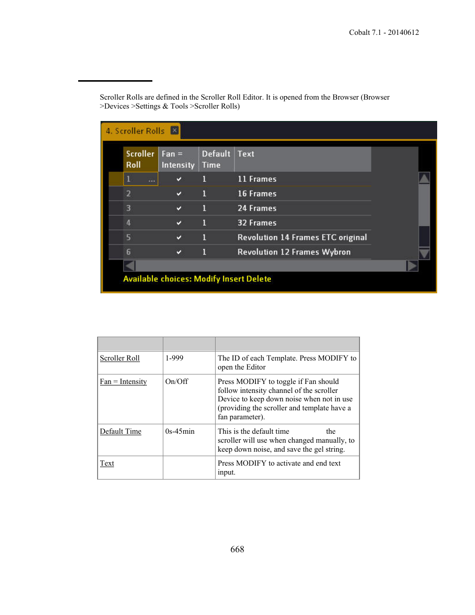 Scroller rolls | ETC Cobalt Family v7.1.0 User Manual | Page 669 / 1055