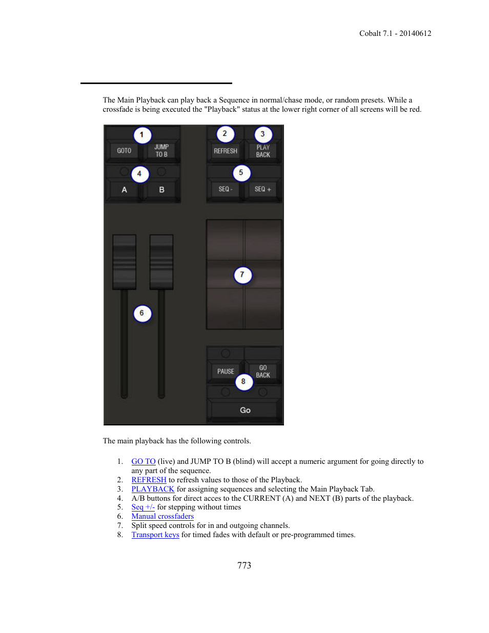 Main playback - functions | ETC Cobalt Family v7.1.0 User Manual | Page 774 / 1055