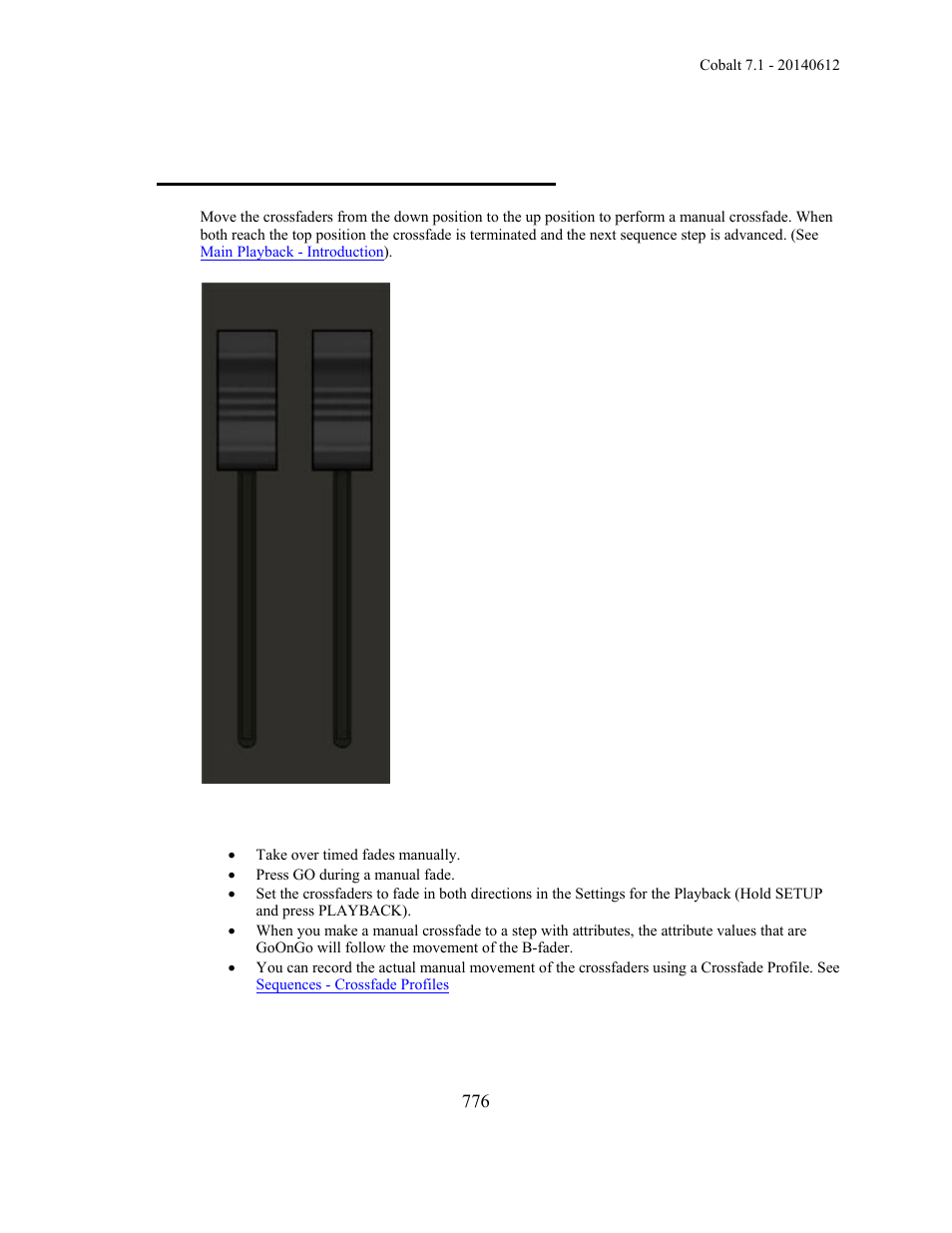 Main playback - manual crossfades | ETC Cobalt Family v7.1.0 User Manual | Page 777 / 1055