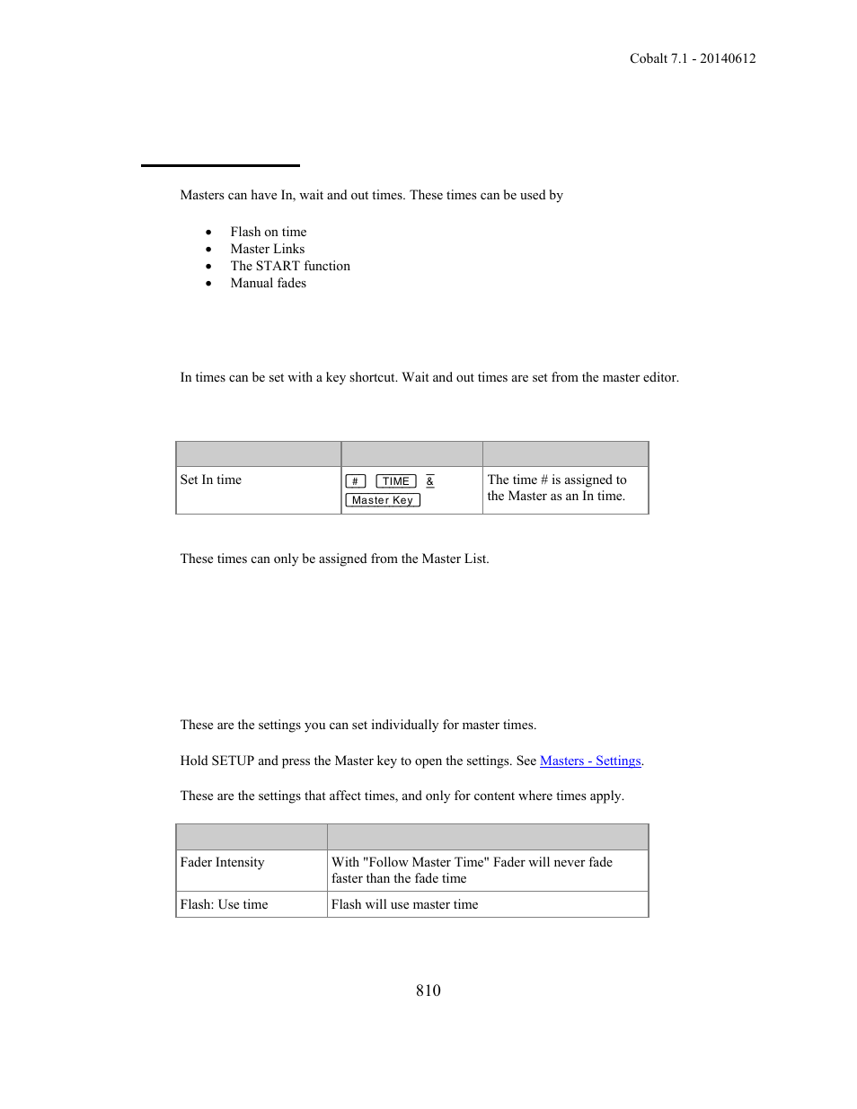 Masters - times | ETC Cobalt Family v7.1.0 User Manual | Page 811 / 1055