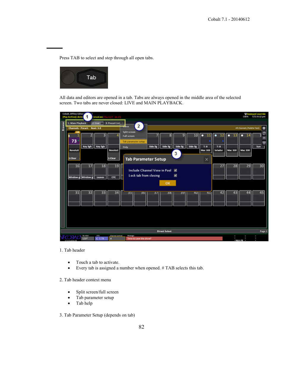 Tabs | ETC Cobalt Family v7.1.0 User Manual | Page 83 / 1055