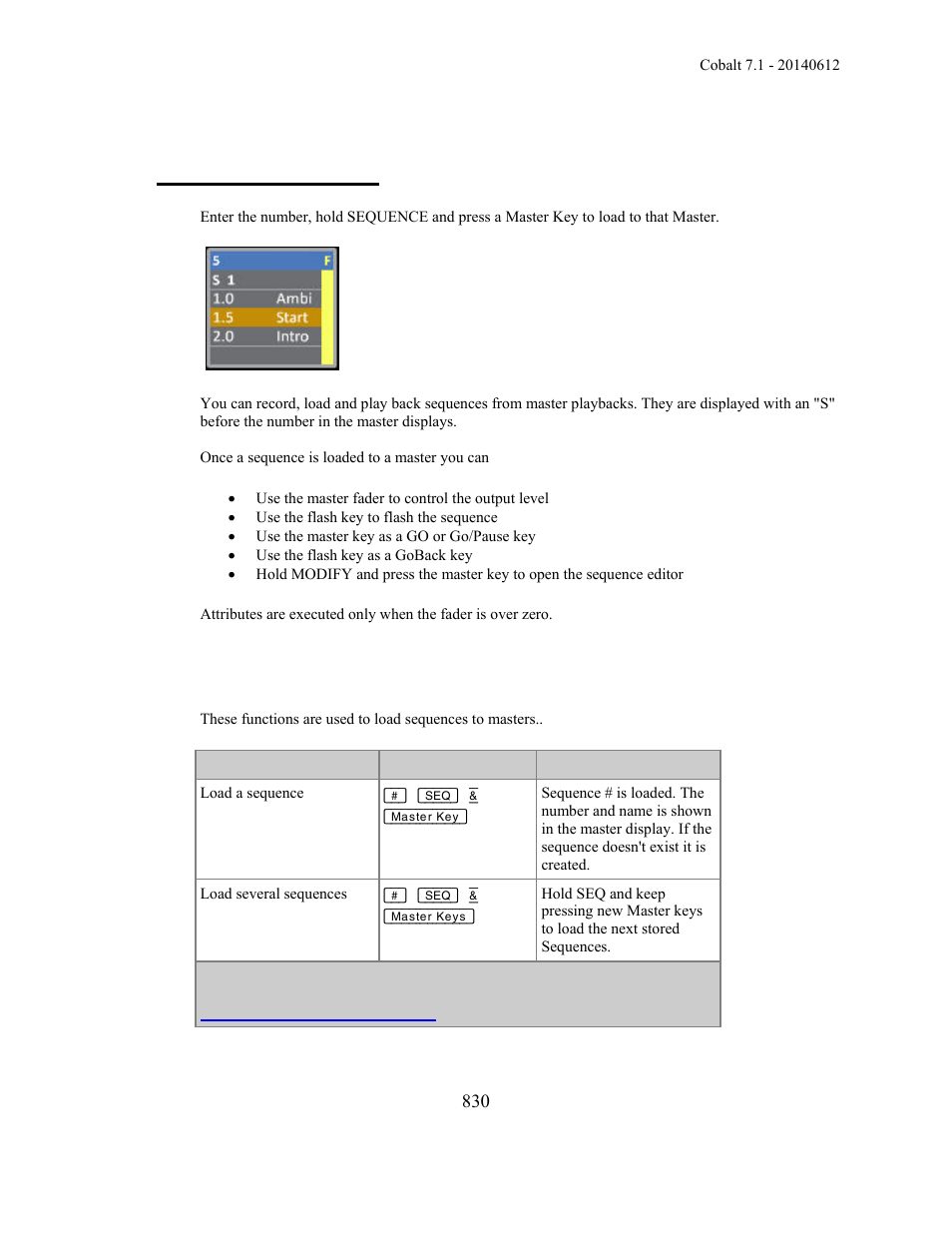 Masters - sequences | ETC Cobalt Family v7.1.0 User Manual | Page 831 / 1055