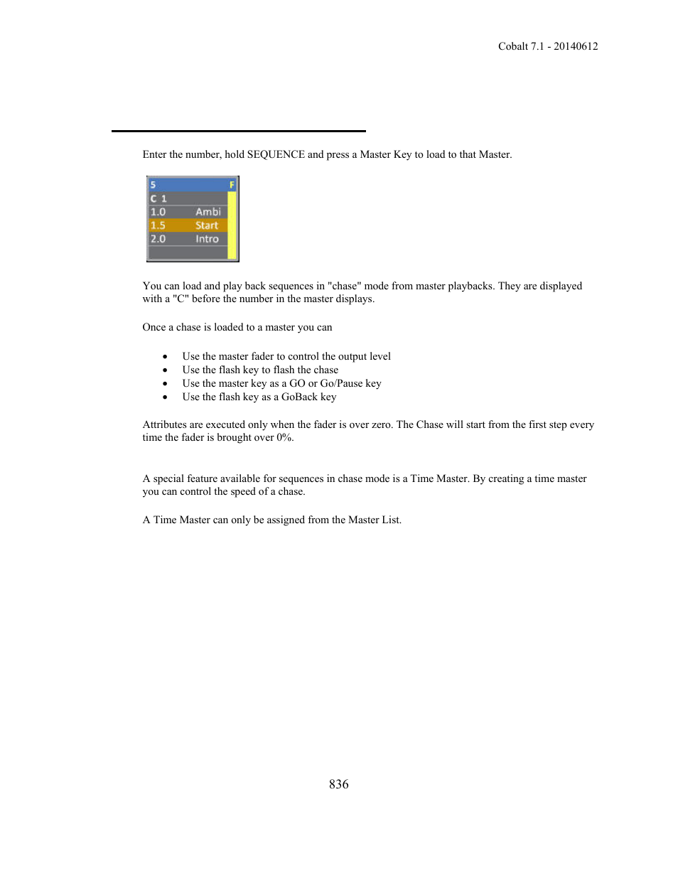 Masters - chase mode sequences | ETC Cobalt Family v7.1.0 User Manual | Page 837 / 1055