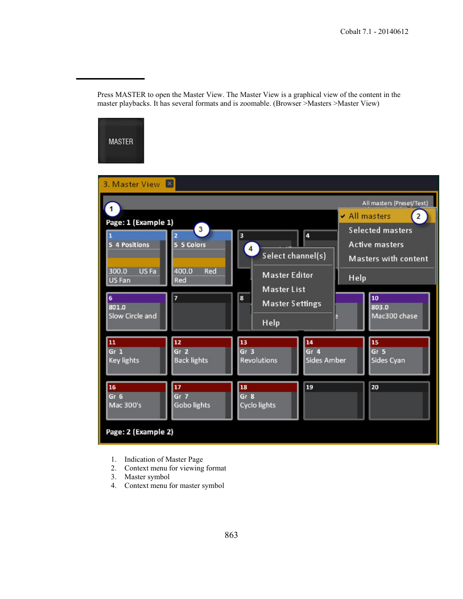 Master view | ETC Cobalt Family v7.1.0 User Manual | Page 864 / 1055