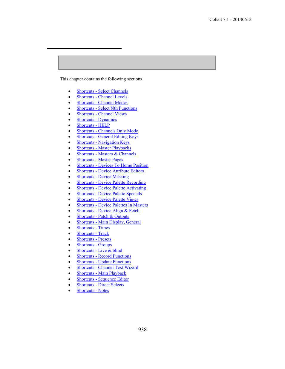 Console key shortcuts | ETC Cobalt Family v7.1.0 User Manual | Page 939 / 1055