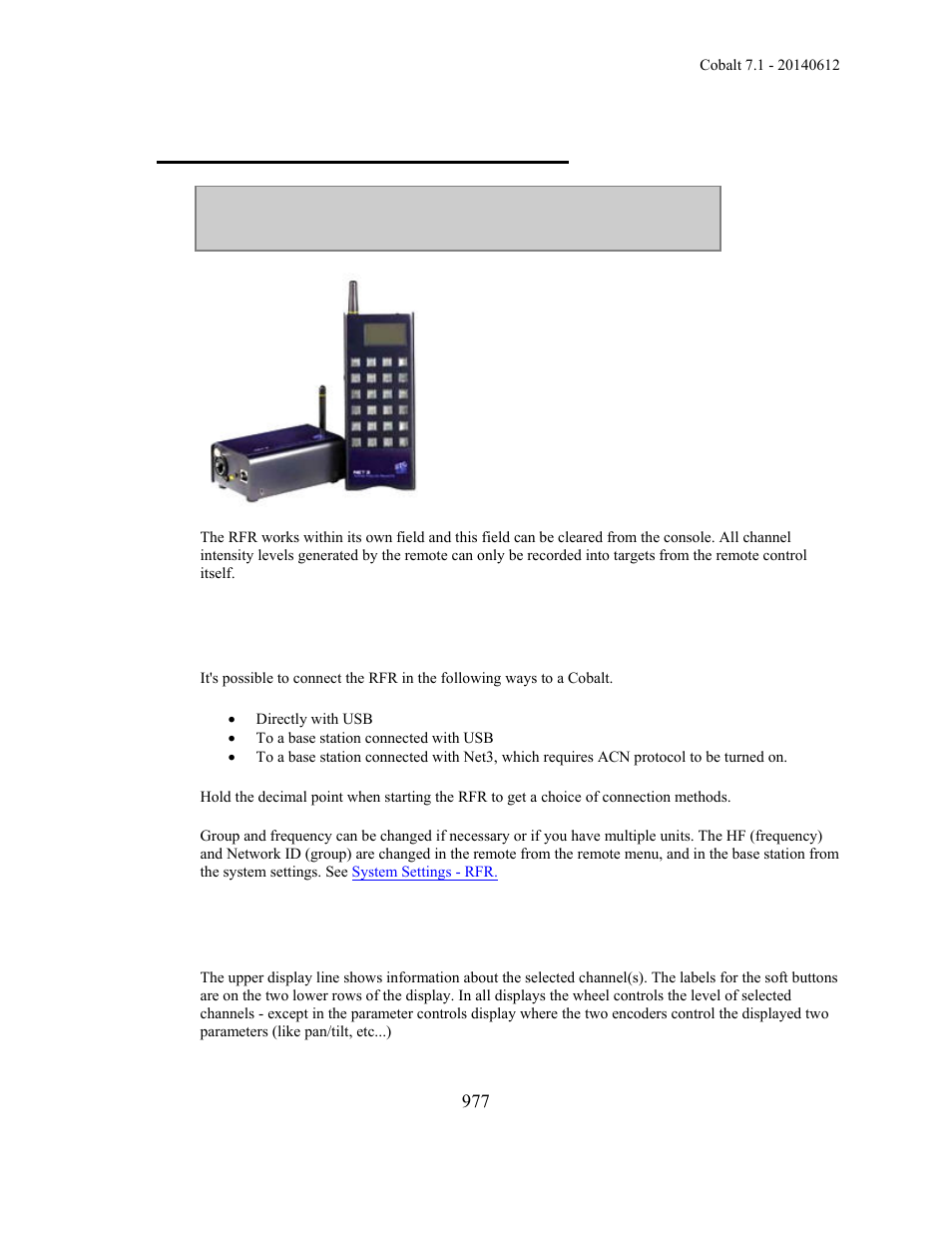 Remote control - rfr radio remote | ETC Cobalt Family v7.1.0 User Manual | Page 978 / 1055