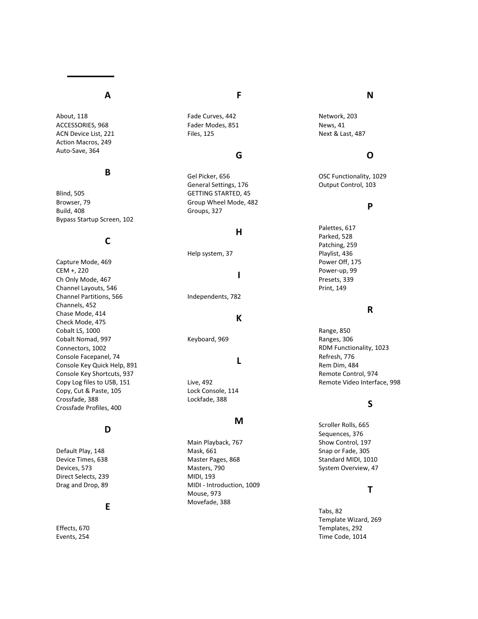 Index | ETC Cobalt Family v7.0.0 User Manual | Page 1035 / 1038