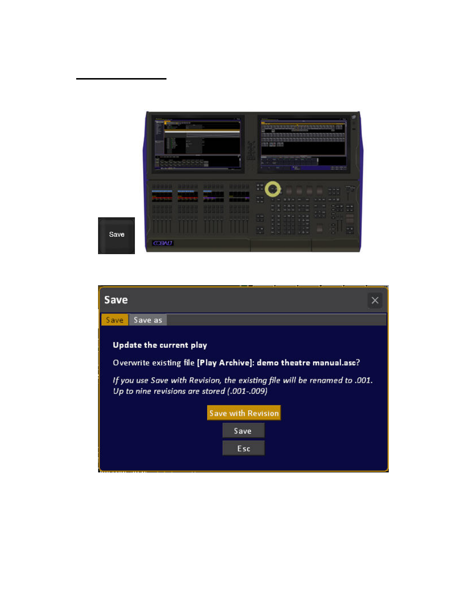 Save & save as | ETC Cobalt Family v7.0.0 User Manual | Page 136 / 1038