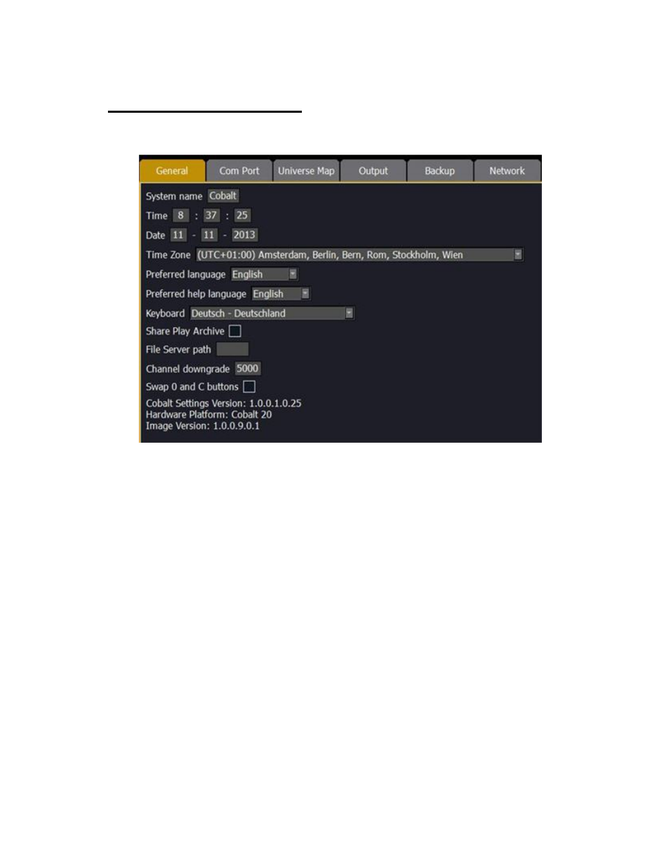 System settings - general | ETC Cobalt Family v7.0.0 User Manual | Page 155 / 1038