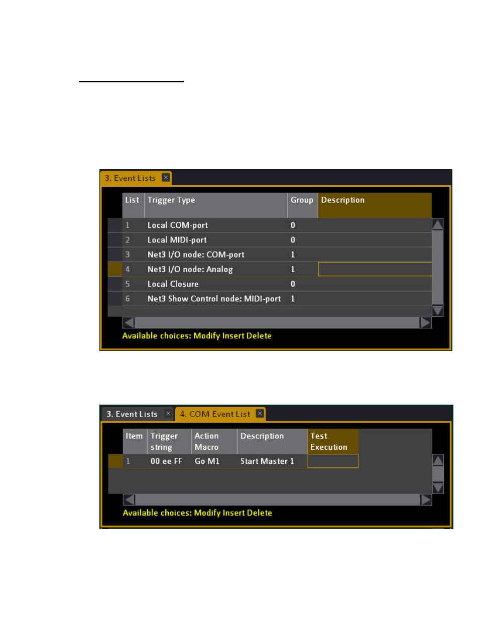 Event list - events | ETC Cobalt Family v7.0.0 User Manual | Page 256 / 1038