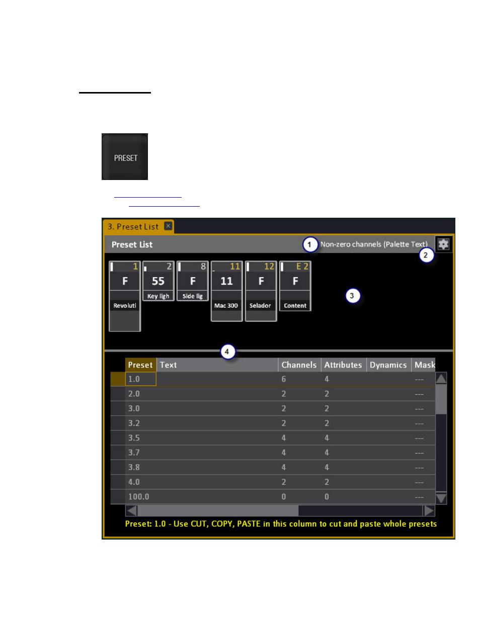 Presets - list | ETC Cobalt Family v7.0.0 User Manual | Page 352 / 1038