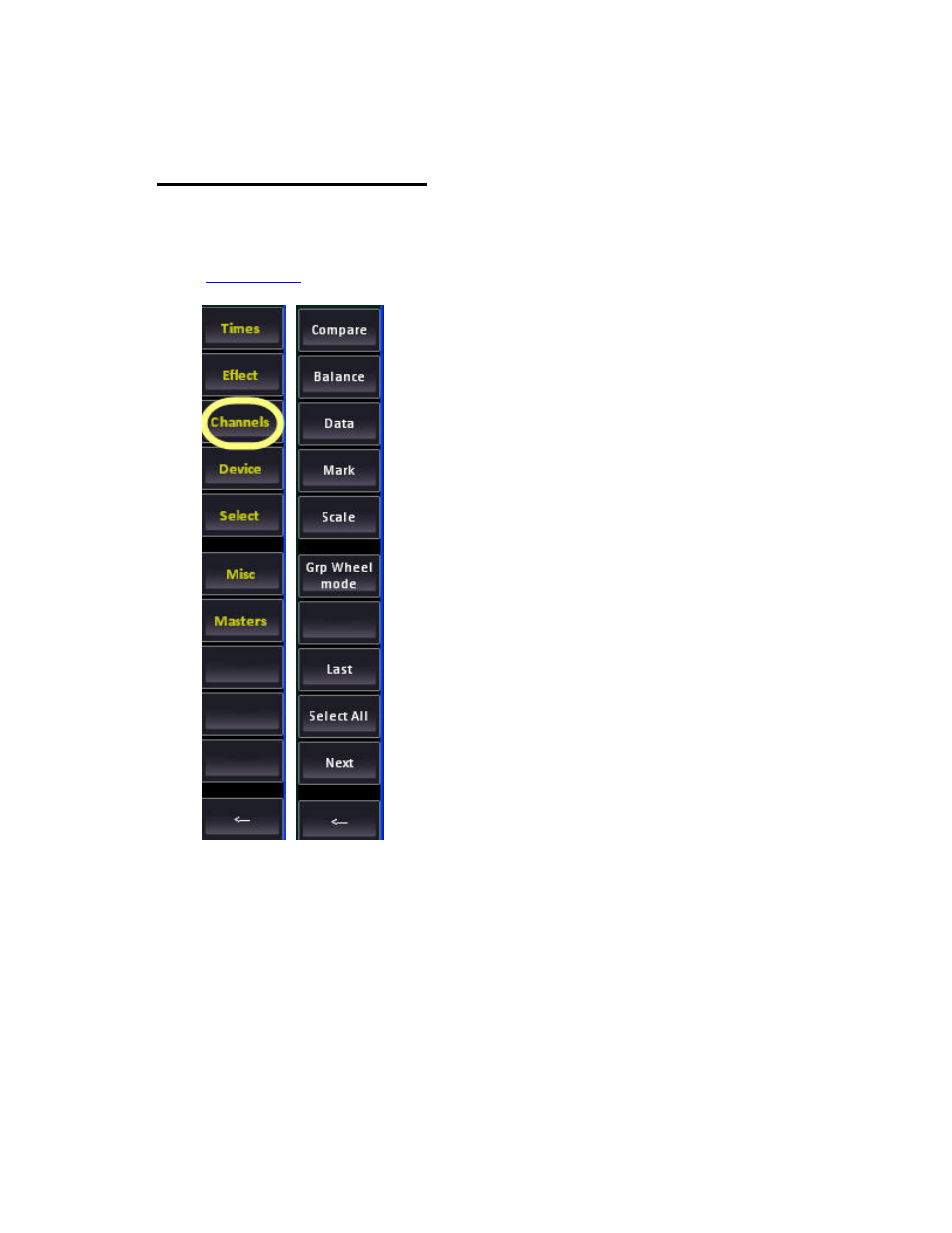 Channels - soft key page | ETC Cobalt Family v7.0.0 User Manual | Page 487 / 1038