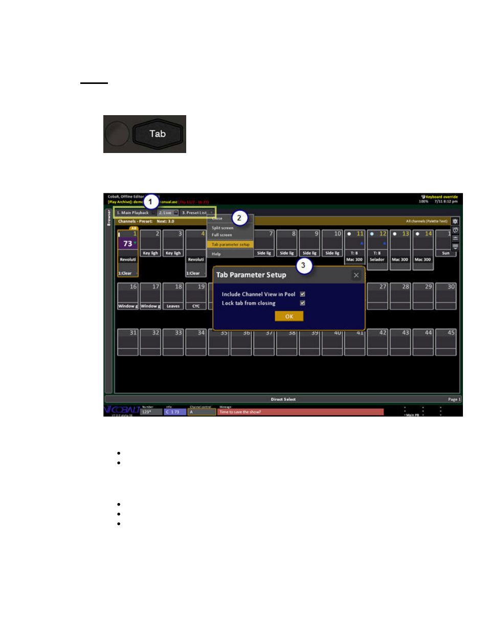 Tabs | ETC Cobalt Family v7.0.0 User Manual | Page 84 / 1038