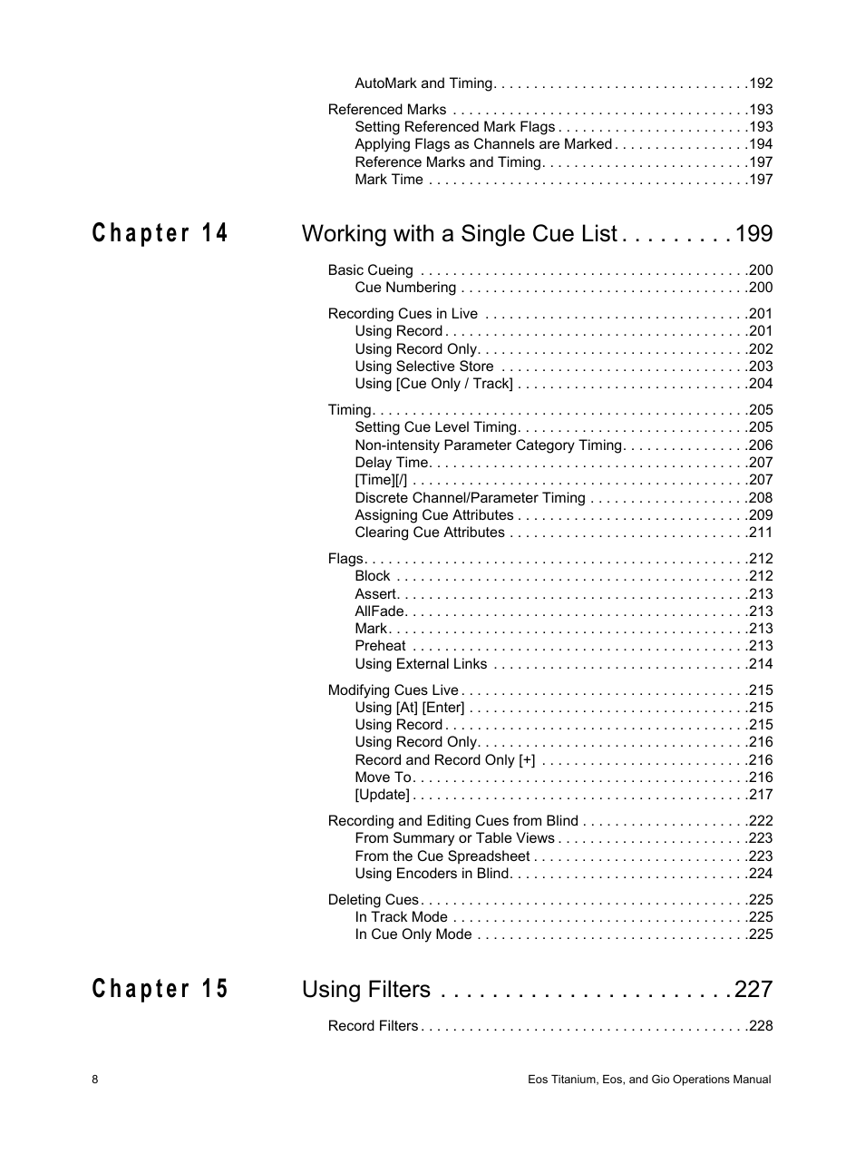 Working with a single cue list, Using filters | ETC Eos Titanium, Eos, and Gio v2.0.0 User Manual | Page 10 / 476