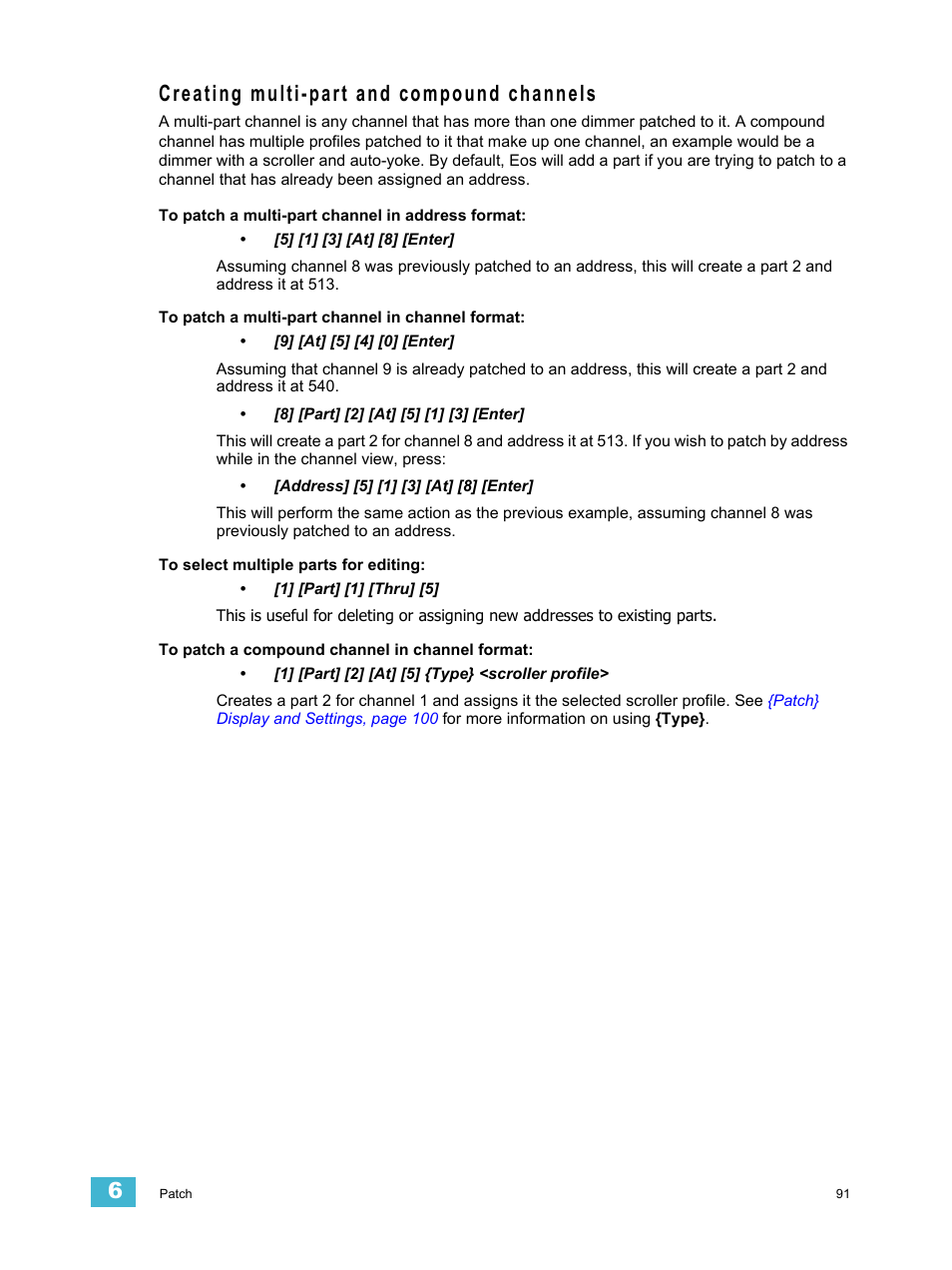 Creating multi-part and compound channels | ETC Eos Titanium, Eos, and Gio v2.0.0 User Manual | Page 109 / 476