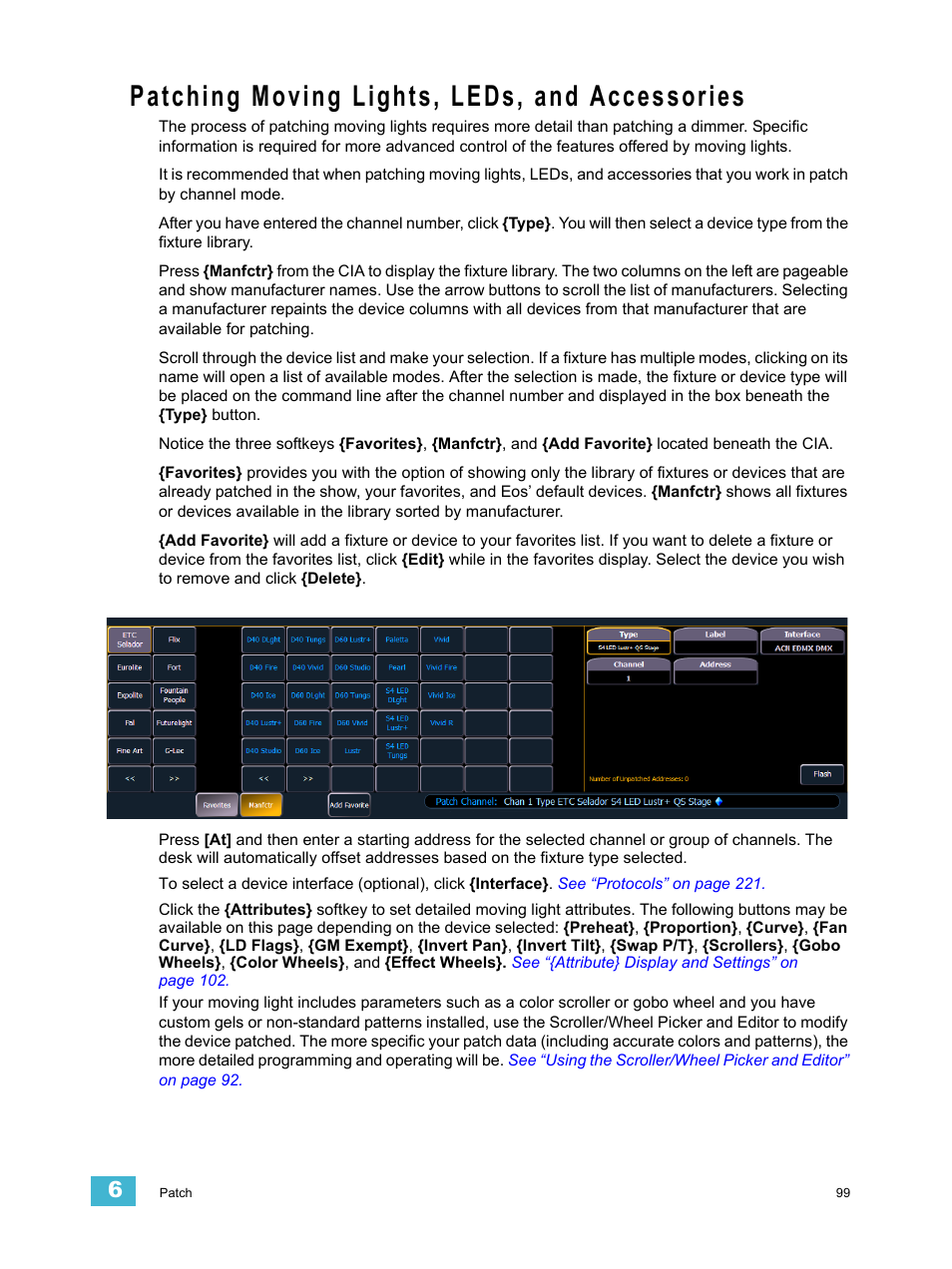 Patching moving lights, leds, and accessories | ETC Eos Titanium, Eos, and Gio v2.0.0 User Manual | Page 117 / 476