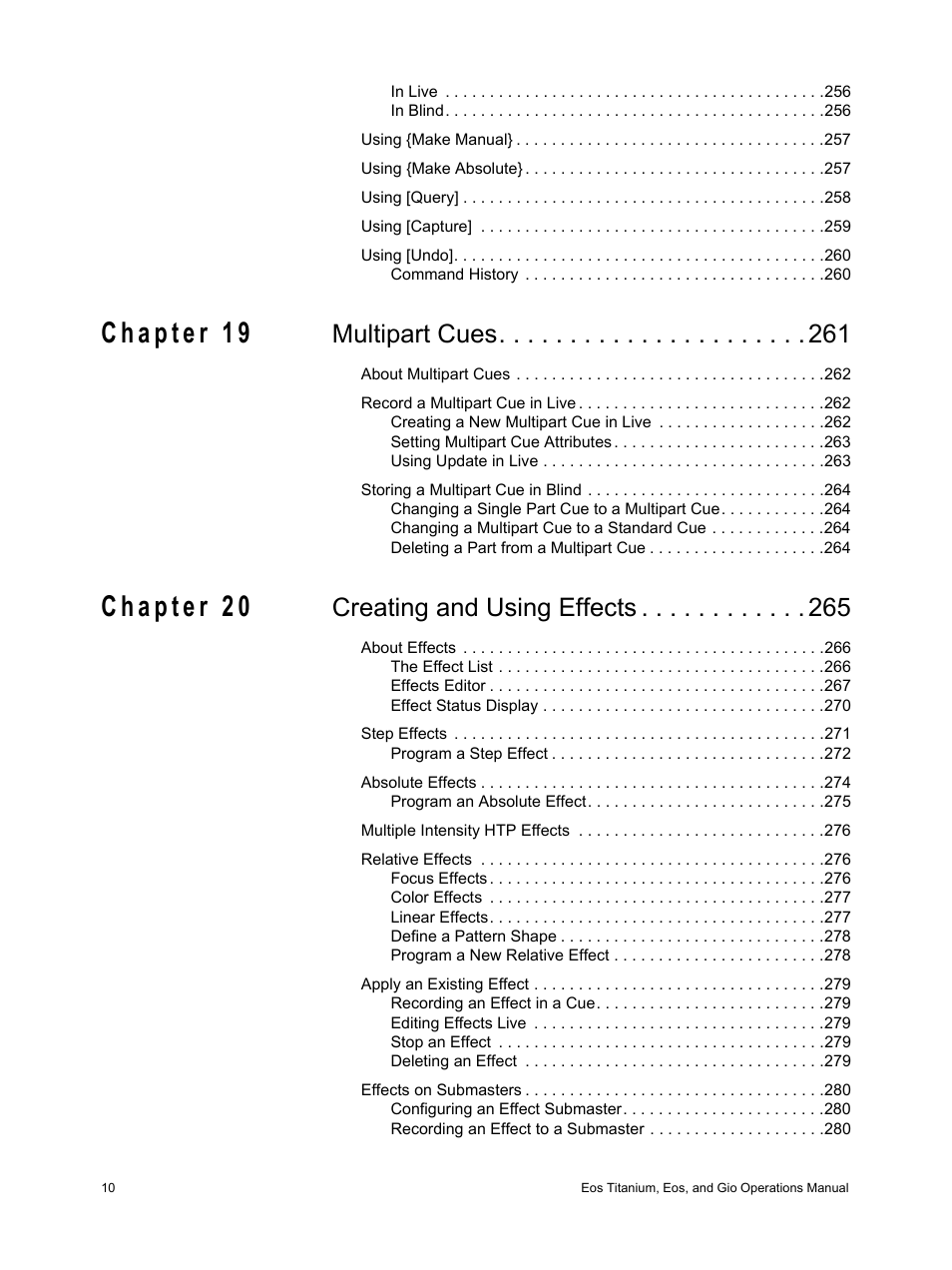 Multipart cues, Creating and using effects | ETC Eos Titanium, Eos, and Gio v2.0.0 User Manual | Page 12 / 476