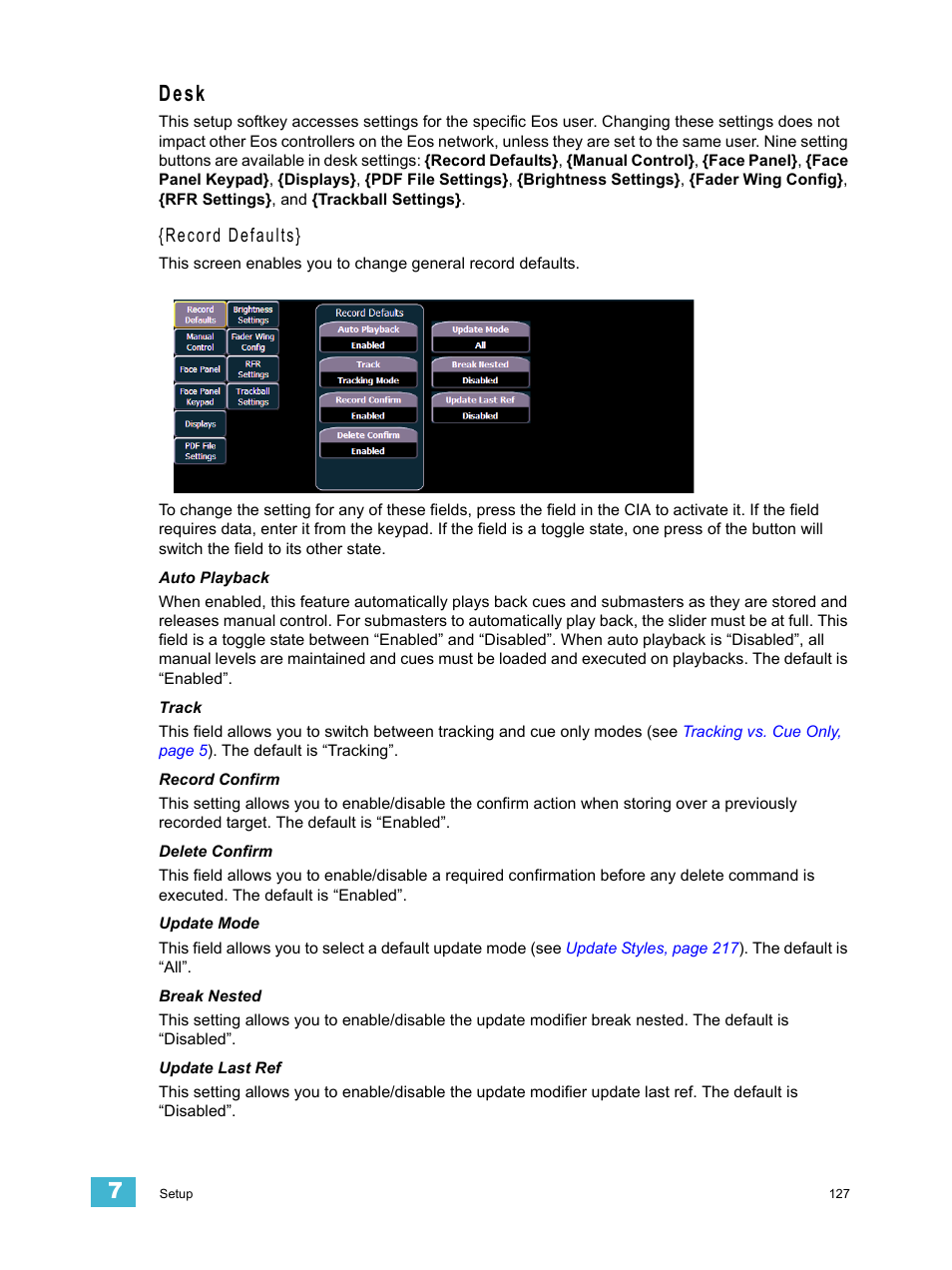 Desk | ETC Eos Titanium, Eos, and Gio v2.0.0 User Manual | Page 145 / 476