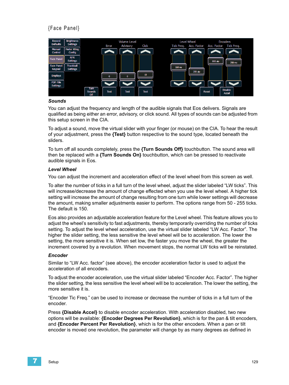 Face panel | ETC Eos Titanium, Eos, and Gio v2.0.0 User Manual | Page 147 / 476