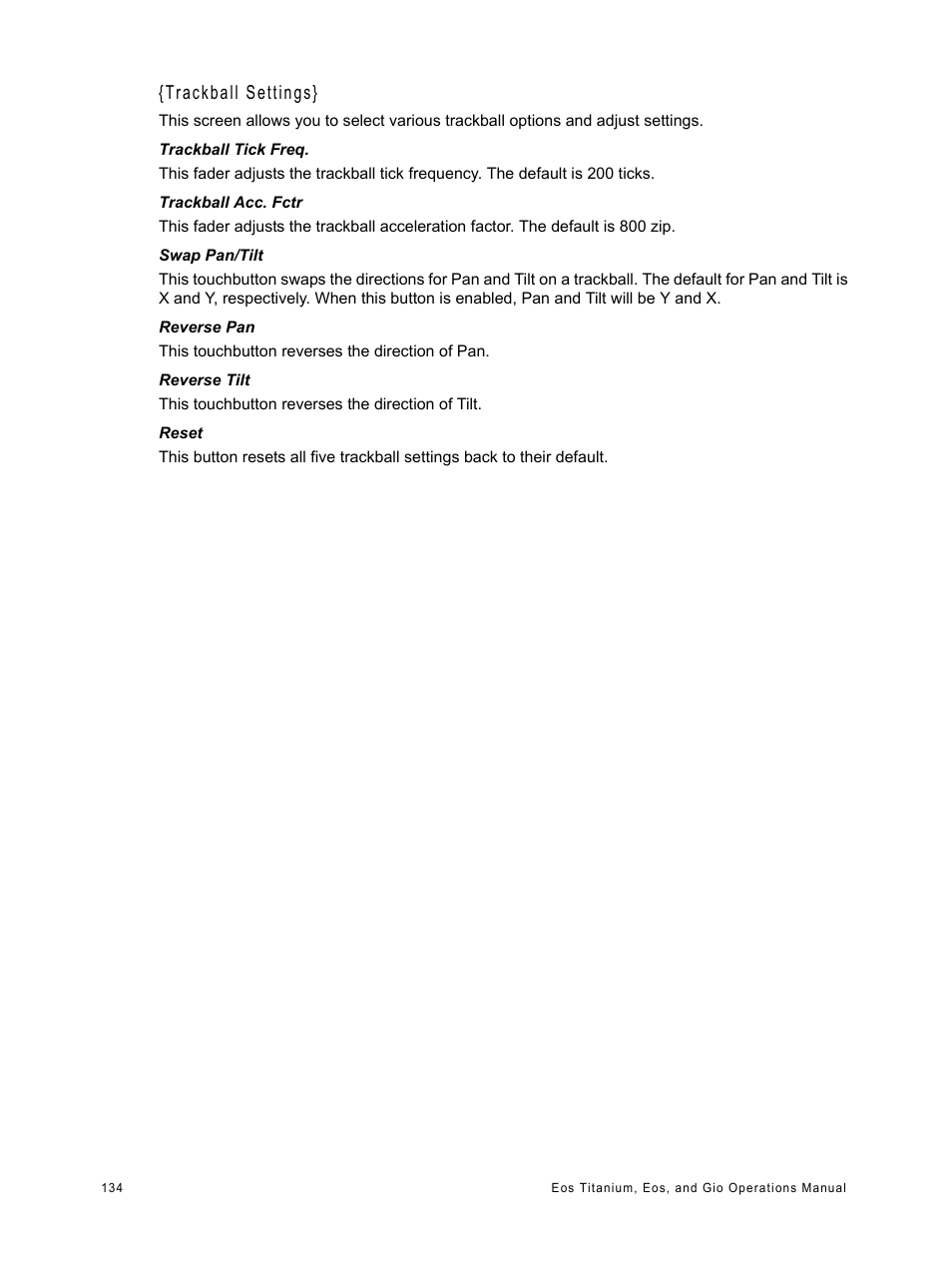 Trackball settings | ETC Eos Titanium, Eos, and Gio v2.0.0 User Manual | Page 152 / 476