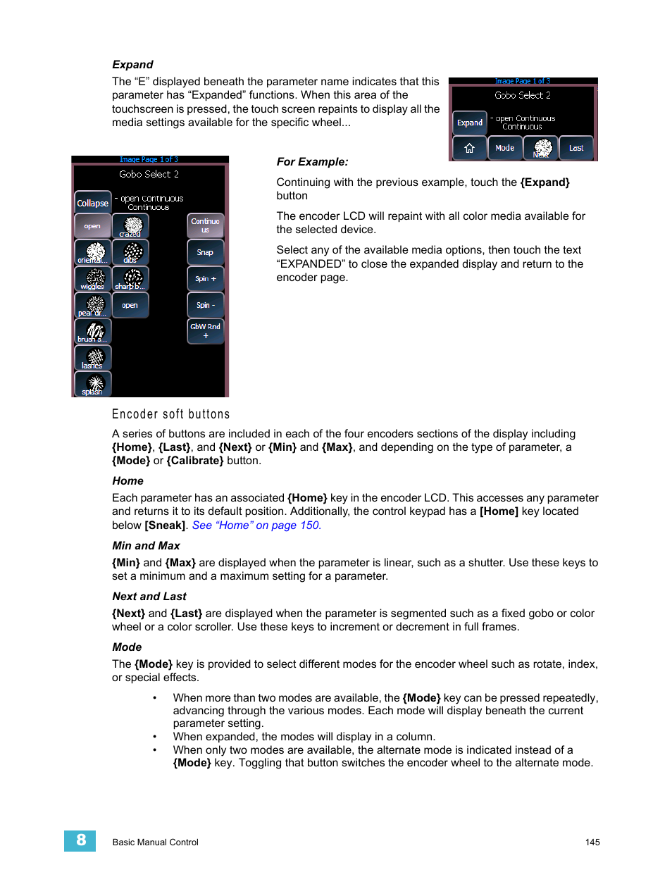 Encoder soft buttons | ETC Eos Titanium, Eos, and Gio v2.0.0 User Manual | Page 163 / 476