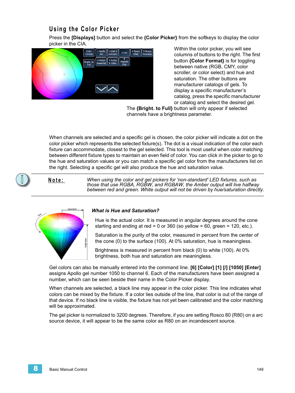 Using the color picker | ETC Eos Titanium, Eos, and Gio v2.0.0 User Manual | Page 167 / 476