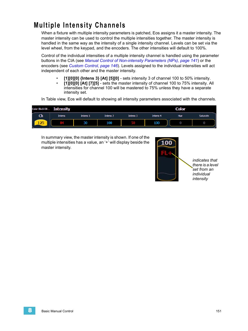 Multiple intensity channels | ETC Eos Titanium, Eos, and Gio v2.0.0 User Manual | Page 169 / 476