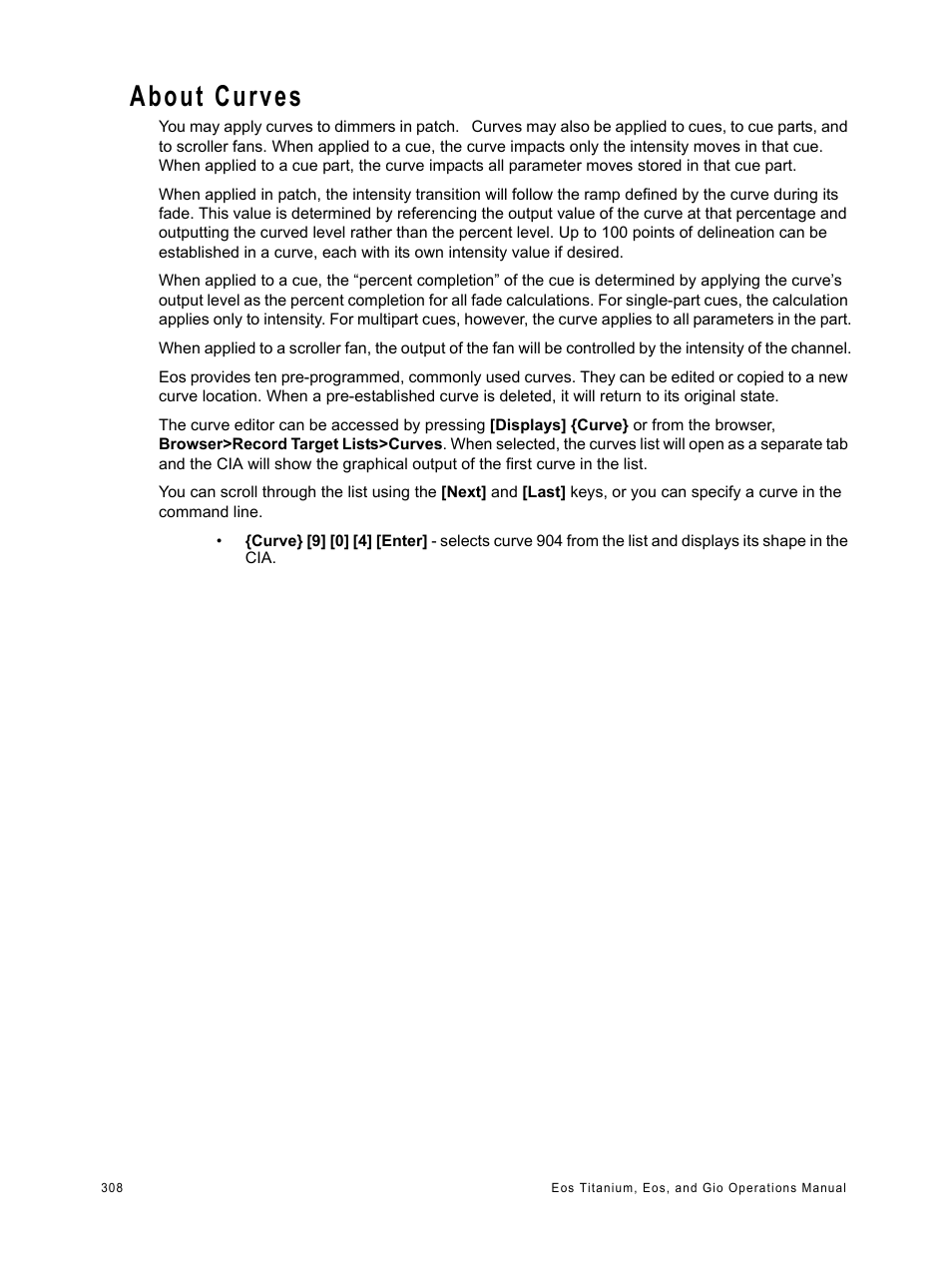 About curves | ETC Eos Titanium, Eos, and Gio v2.0.0 User Manual | Page 326 / 476