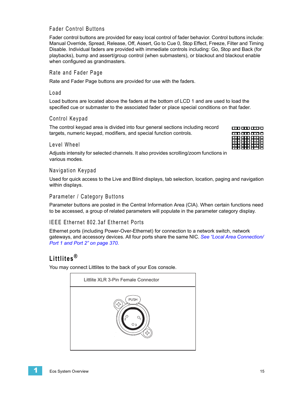 Littlites | ETC Eos Titanium, Eos, and Gio v2.0.0 User Manual | Page 33 / 476