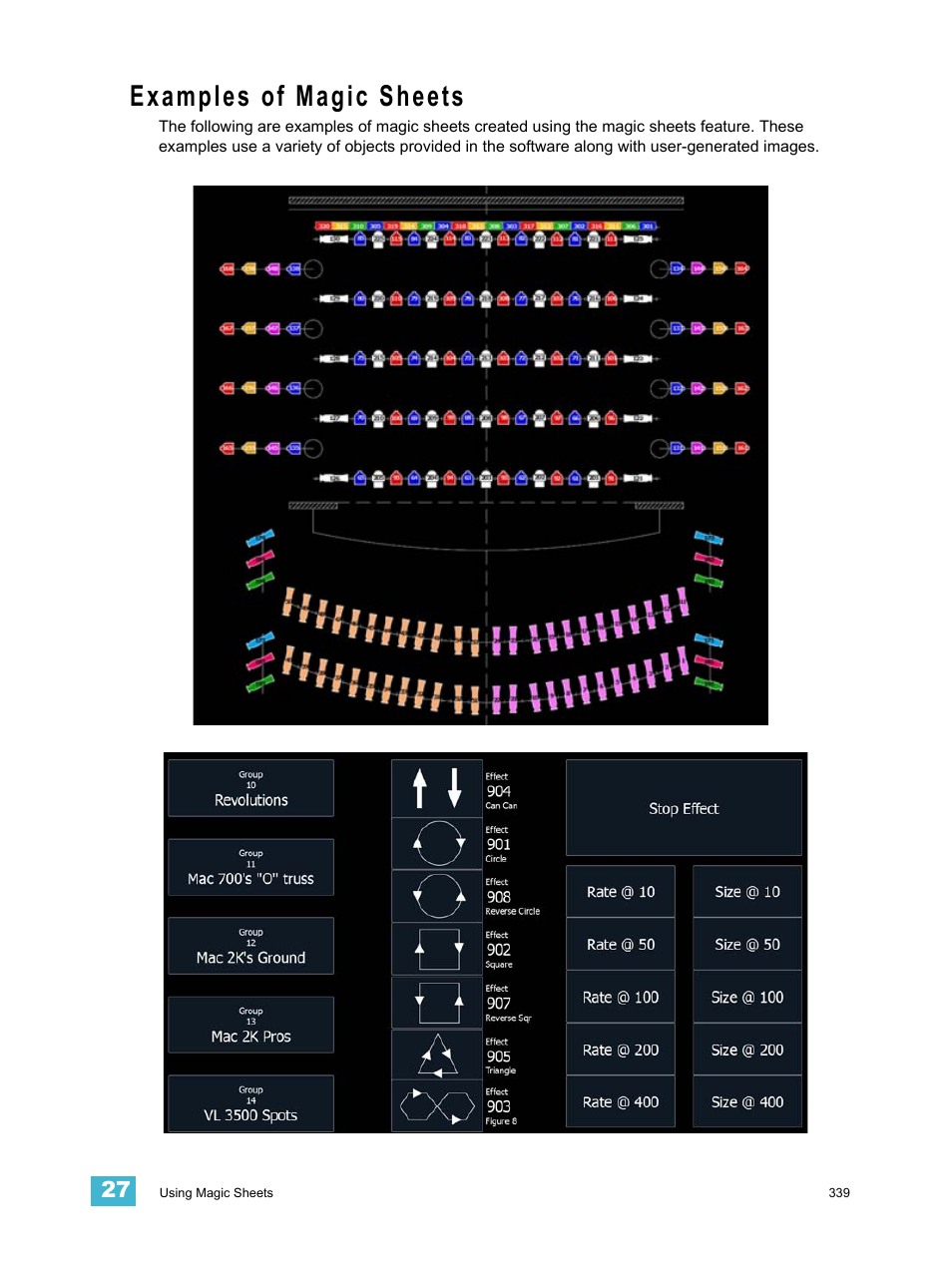 Examples of magic sheets | ETC Eos Titanium, Eos, and Gio v2.0.0 User Manual | Page 357 / 476