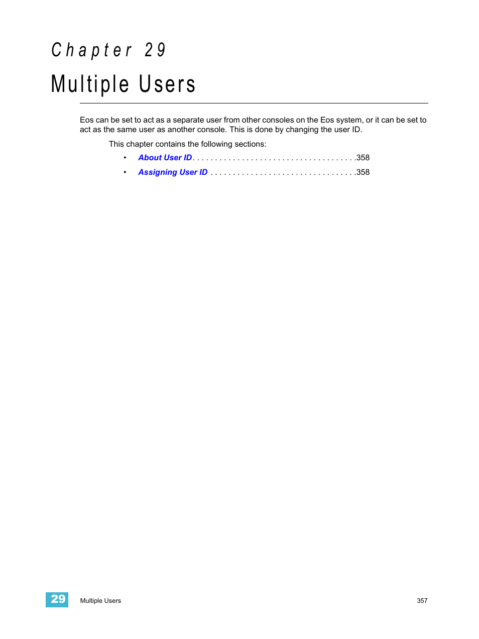 Multiple users, C h a p t e r 2 9 | ETC Eos Titanium, Eos, and Gio v2.0.0 User Manual | Page 375 / 476