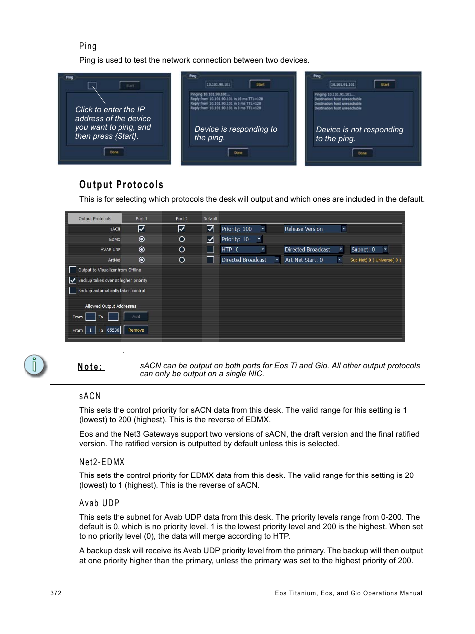 Output protocols | ETC Eos Titanium, Eos, and Gio v2.0.0 User Manual | Page 390 / 476