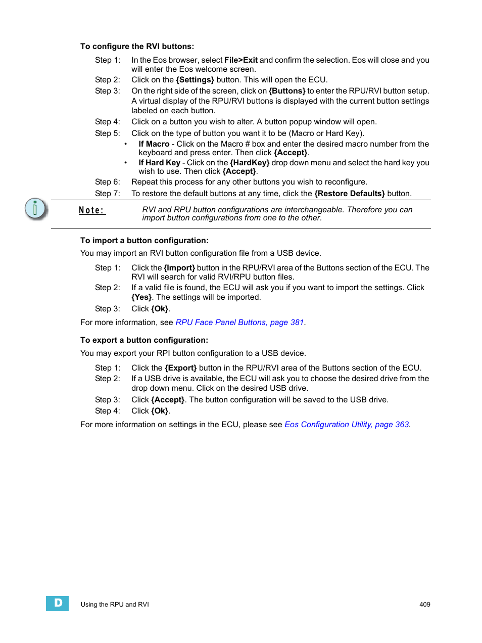 N o t e | ETC Eos Titanium, Eos, and Gio v2.0.0 User Manual | Page 427 / 476