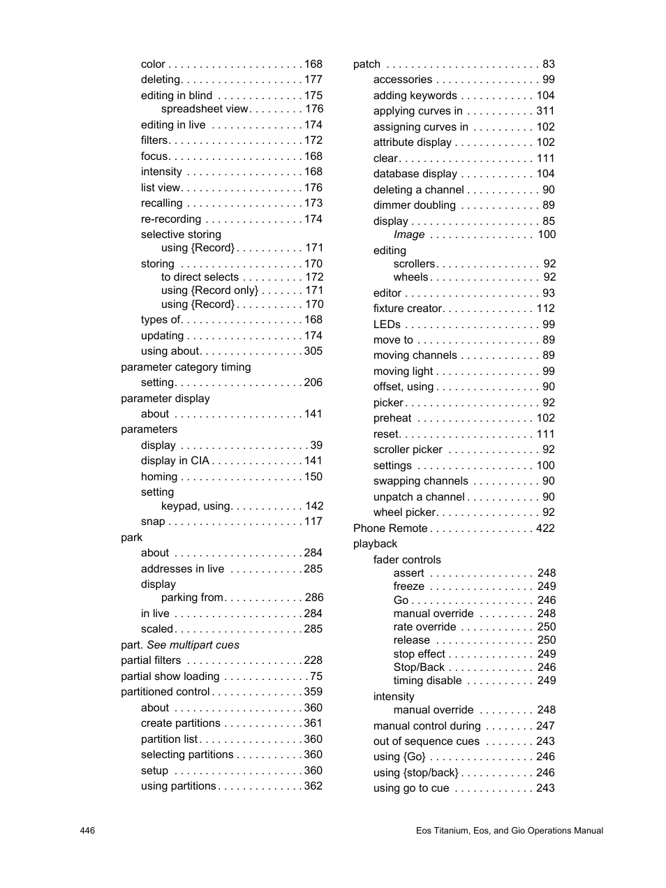 ETC Eos Titanium, Eos, and Gio v2.0.0 User Manual | Page 456 / 476