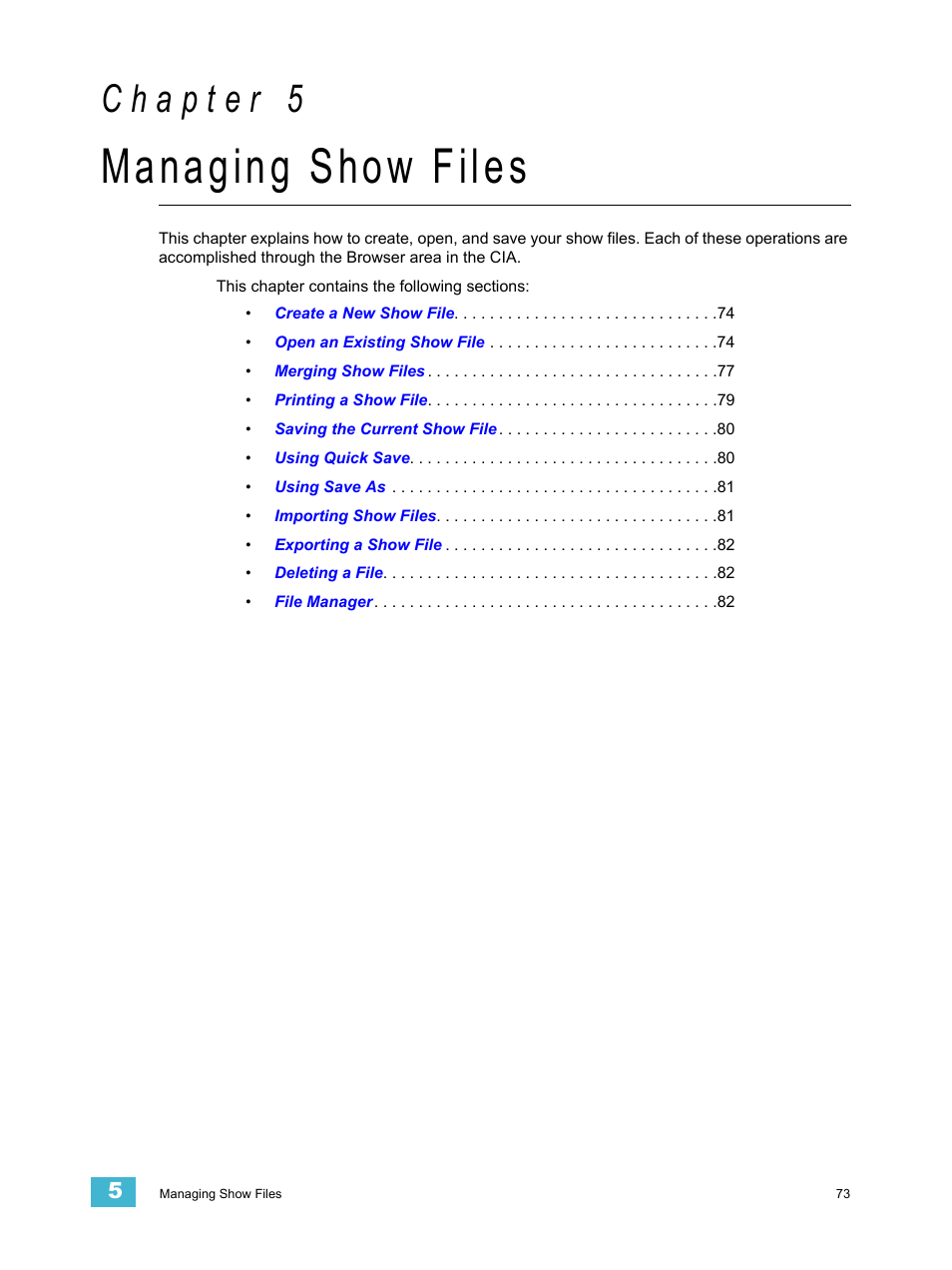 Managing show files, C h a p t e r 5 | ETC Eos Titanium, Eos, and Gio v2.0.0 User Manual | Page 91 / 476