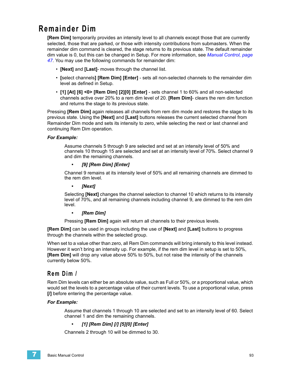 Remainder dim, Rem dim | ETC Element v2.1.0 User Manual | Page 105 / 318