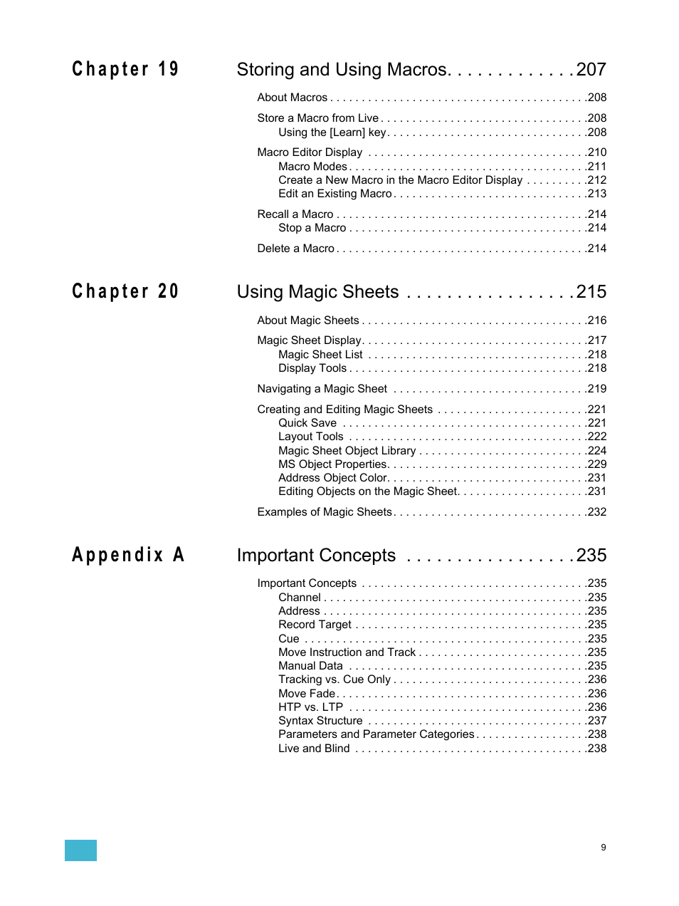 Storing and using macros, Using magic sheets, Important concepts | ETC Element v2.1.0 User Manual | Page 11 / 318