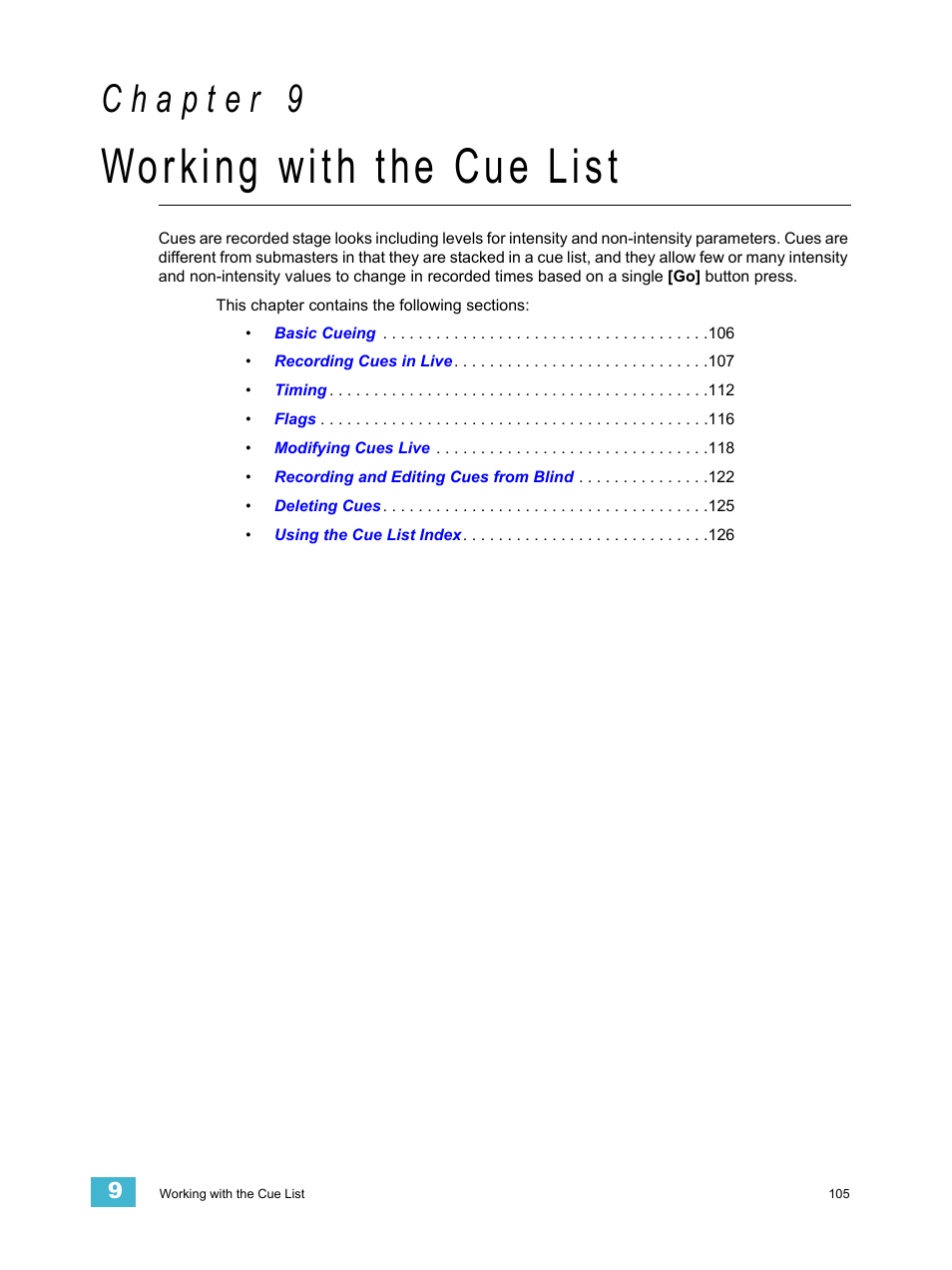 Working with the cue list, C h a p t e r 9 | ETC Element v2.1.0 User Manual | Page 117 / 318