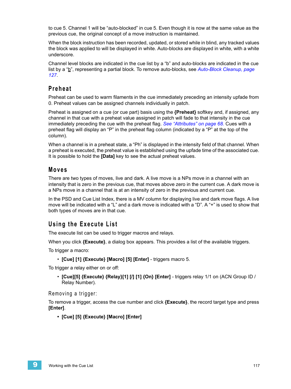 Preheat, Moves, Using the execute list | Preheat moves using the execute list, See “preheat | ETC Element v2.1.0 User Manual | Page 129 / 318