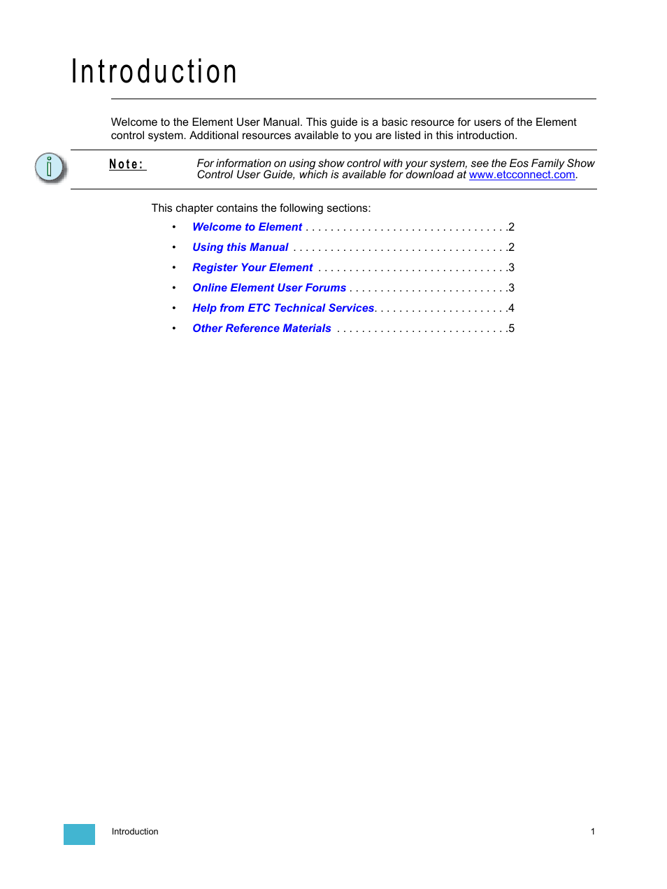 Introduction | ETC Element v2.1.0 User Manual | Page 13 / 318